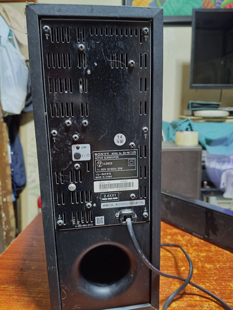 Sony Active Speaker + Sony Soundbar Speaker (Category: Soundbars, Speakers & Amplifiers) located in Pasay City. Submitted by marineljapansurplus (Listing ID 1420364148, Image 3). Description: For your Project Sony Active Subwoofer Model: SA-WCT370 Power: 100v 30W mabigat. solid luob Not tested. As is where is condition Sony Soundbar Speaker Model: SS-MCT100 8ohms. With DB9BSerial port connector (RS-232 Connector) Not tested As is where is conditi