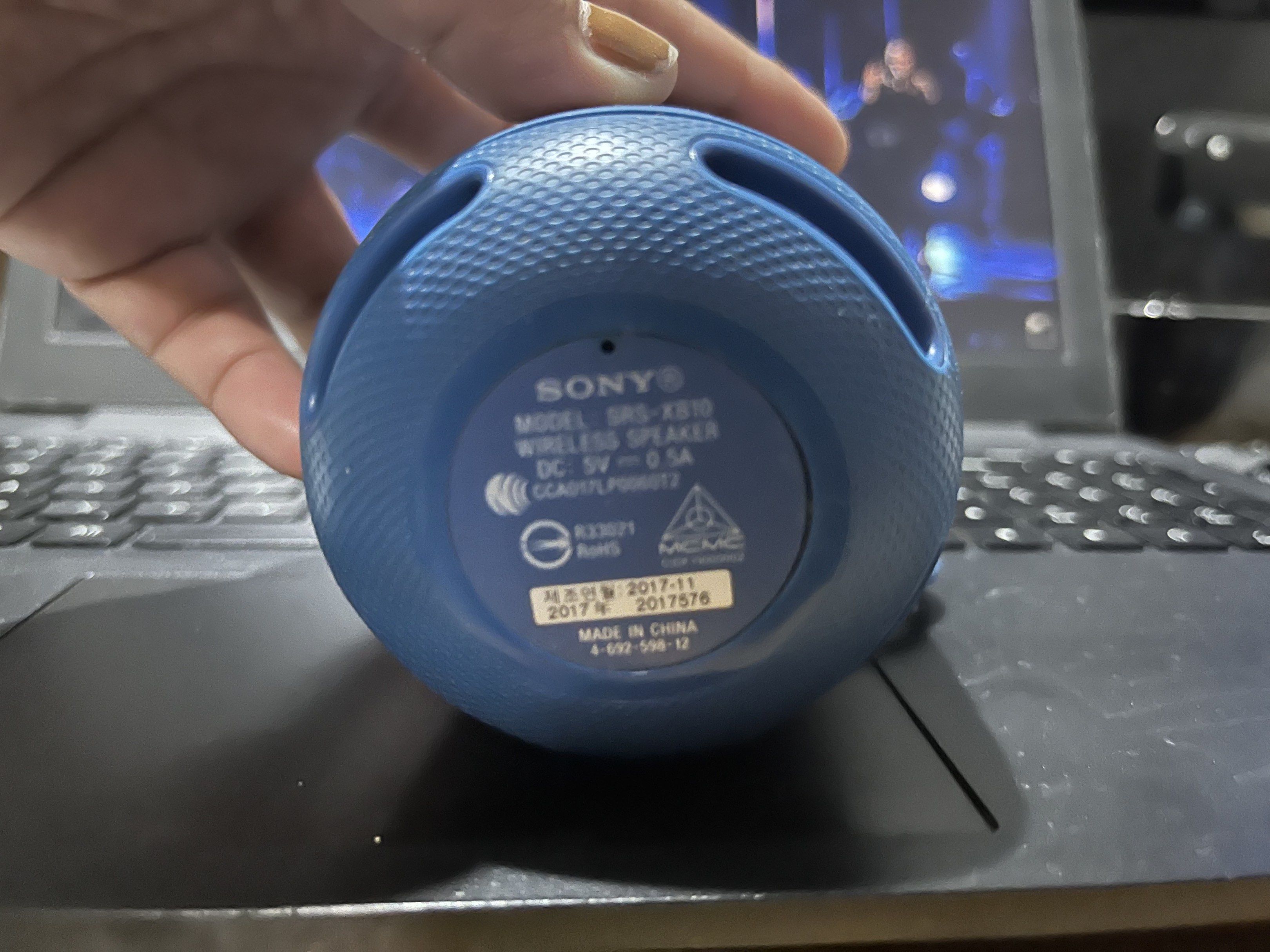 Sony SRS-XB10 Wireless Speaker (Category: Soundbars, Speakers & Amplifiers) located in Caloocan City. Submitted by zheligin0932803 (Listing ID 1420483932, Image 3). Description: - Sony SRS-XB10 Wireless Speaker - Compact and Portable Design - Features the Sony logo - Includes a convenient carrying strap - Model number and specs on the bottom - Perfect for on-the-go listening.