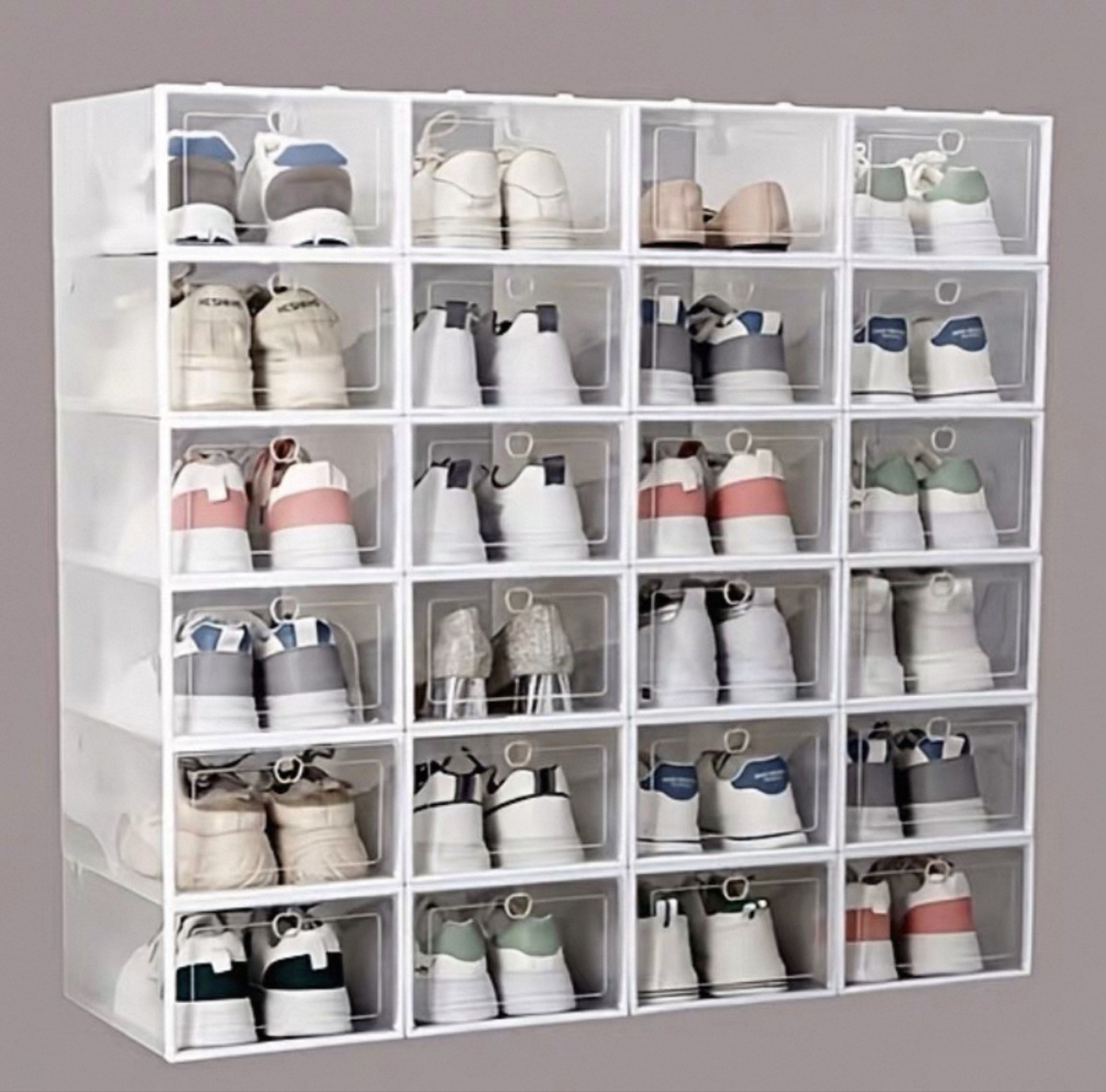 Stackable Shoe Storage Box (Category: Storage Boxes & Baskets) located in Singapore. Submitted by jxkrl (Listing ID 1420549370, Image 1). Description: Sold in sets (1 set = 3 Boxes) for $15 ! able to nego if you buy 2 sets or more~ brand new and really easy to assemble .