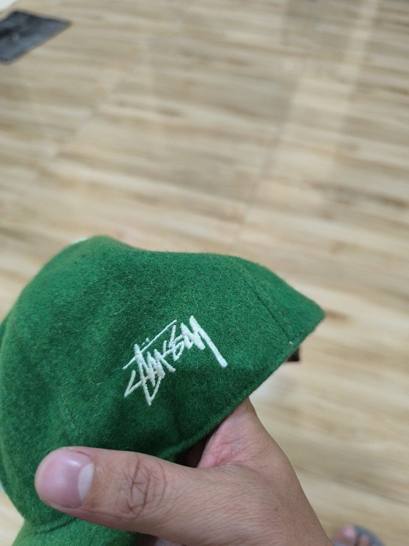 Stussy x Ebbets Field Vintage Cap (Category: Caps & Hats) located in Manila. Submitted by yanggoonz (Listing ID 1420525468, Image 2). Description: - Green cap with white "S" logo - Features Stussy logo on the side - Includes Ebbets Field Vintage Flanels tag - Adjustable leather strap.