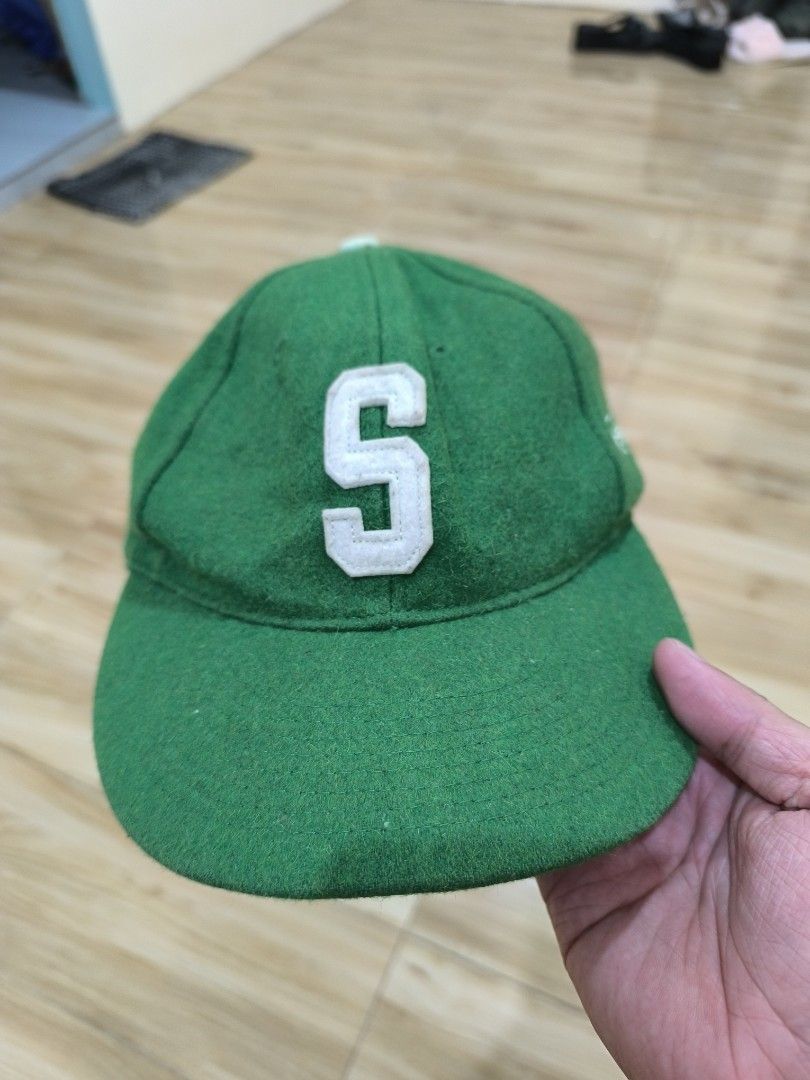 Stussy x Ebbets Field Vintage Cap (Category: Caps & Hats) located in Manila. Submitted by yanggoonz (Listing ID 1420525468, Image 1). Description: - Green cap with white "S" logo - Features Stussy logo on the side - Includes Ebbets Field Vintage Flanels tag - Adjustable leather strap.
