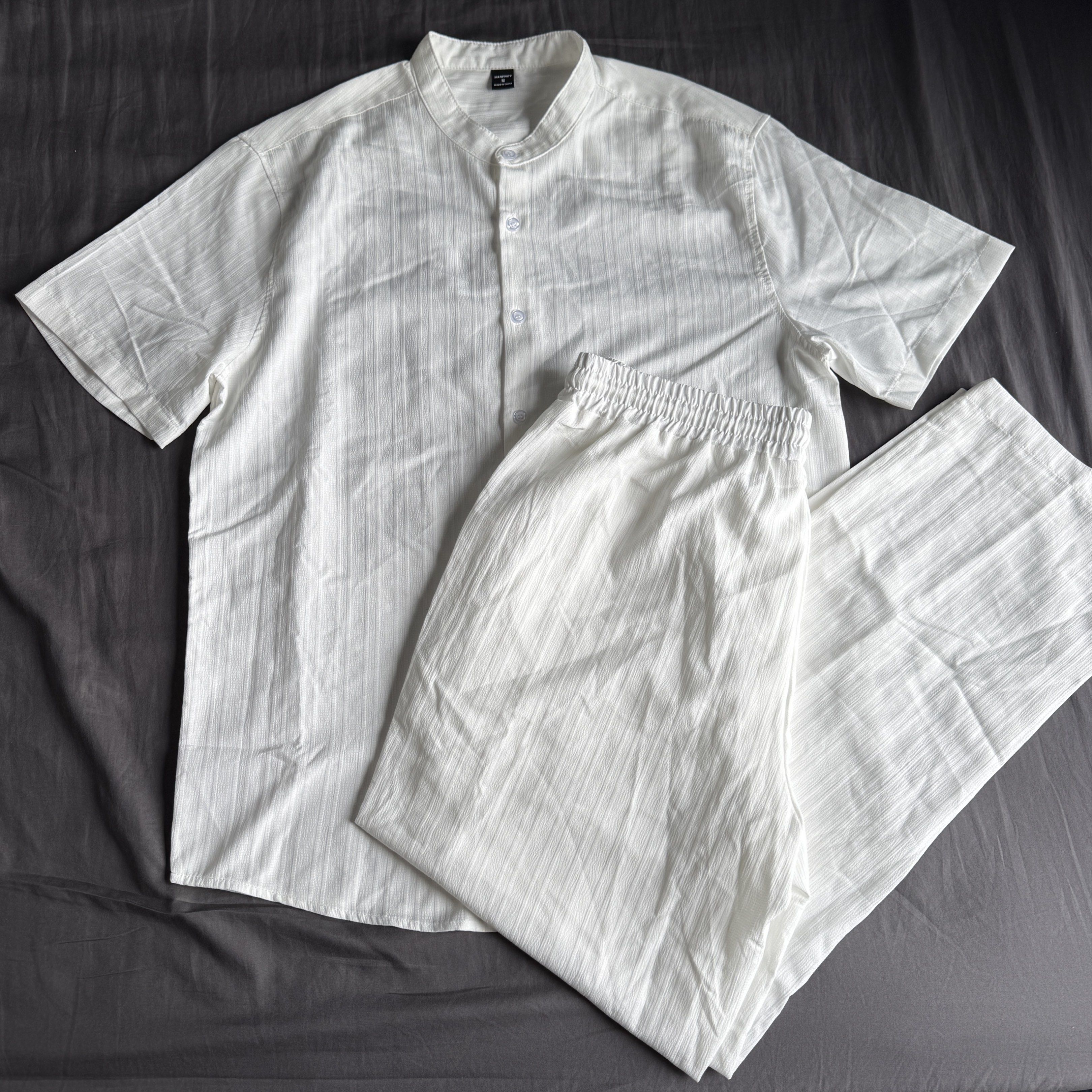 White Linen Shirt and Pants Set (Category: Sets & Coordinates) located in Makati City. Submitted by fraankiee (Listing ID 1420354369, Image 1). Description: White Shein set linen shirt and pants I’m 5’10 ft 68kg suits me well! Bought it for 600 on shein.