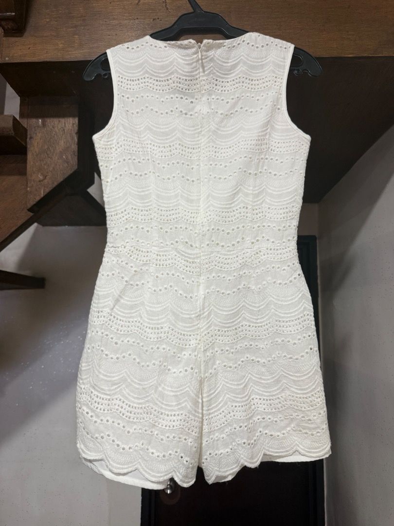 White romper (Category: Rompers) located in Paranaque City. Submitted by 10001thingstodeclutter (Listing ID 1420488785, Image 2). Description: Lyn Around (from Thailand) Has slight marks on side part due to storage Otherwise in excellent condition.