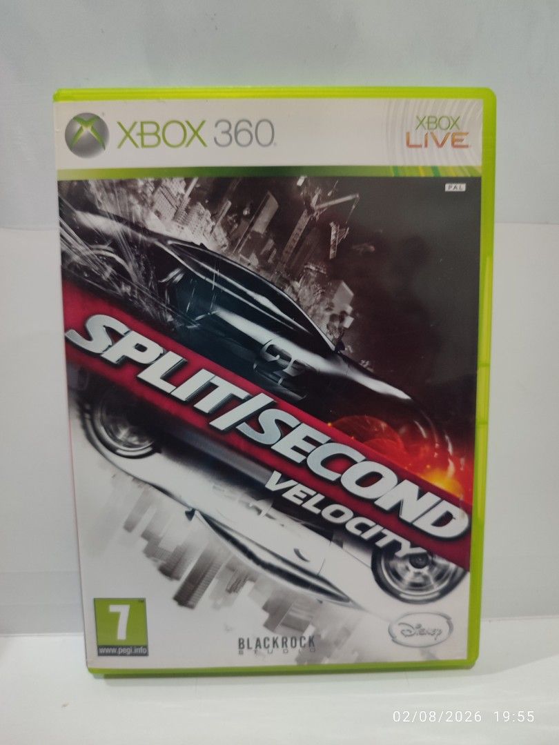 XBOX 360 - Split/Second Velocity (PRE-OWNED) "OPEN REGION" (Category: Xbox) located in Mendez-Nunez. Submitted by sf2_gameshop (Listing ID 1420485839, Image 1). Description: PLEASE READ: IMPORTANT NOTE: The text on the covert art and game manual is in German. However, the gameplay, voice and in-game text are fully in English. Open region, the disc will work on any Xbox 360 units. PAL - √ (Yes) NTSC/J - √ (Yes) NTSC - √ (Yes) CONDITION: Pre-owned 