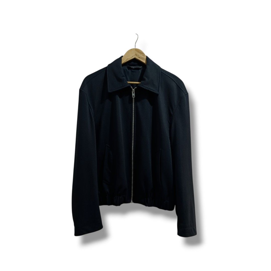 Zara Harrington Boxy Jacket (Black) (Category: Coats, Jackets and Outerwear) located in Manila. Submitted by mf.classics (Listing ID 1420445618, Image 2). Description: Authentic Zara jacket, classic design with full-zip closure and collared neckline. Dark color, textured fabric. Features side pockets and ribbed hem. Size 175/92A. Measurements: 23 Length & 22 Width.