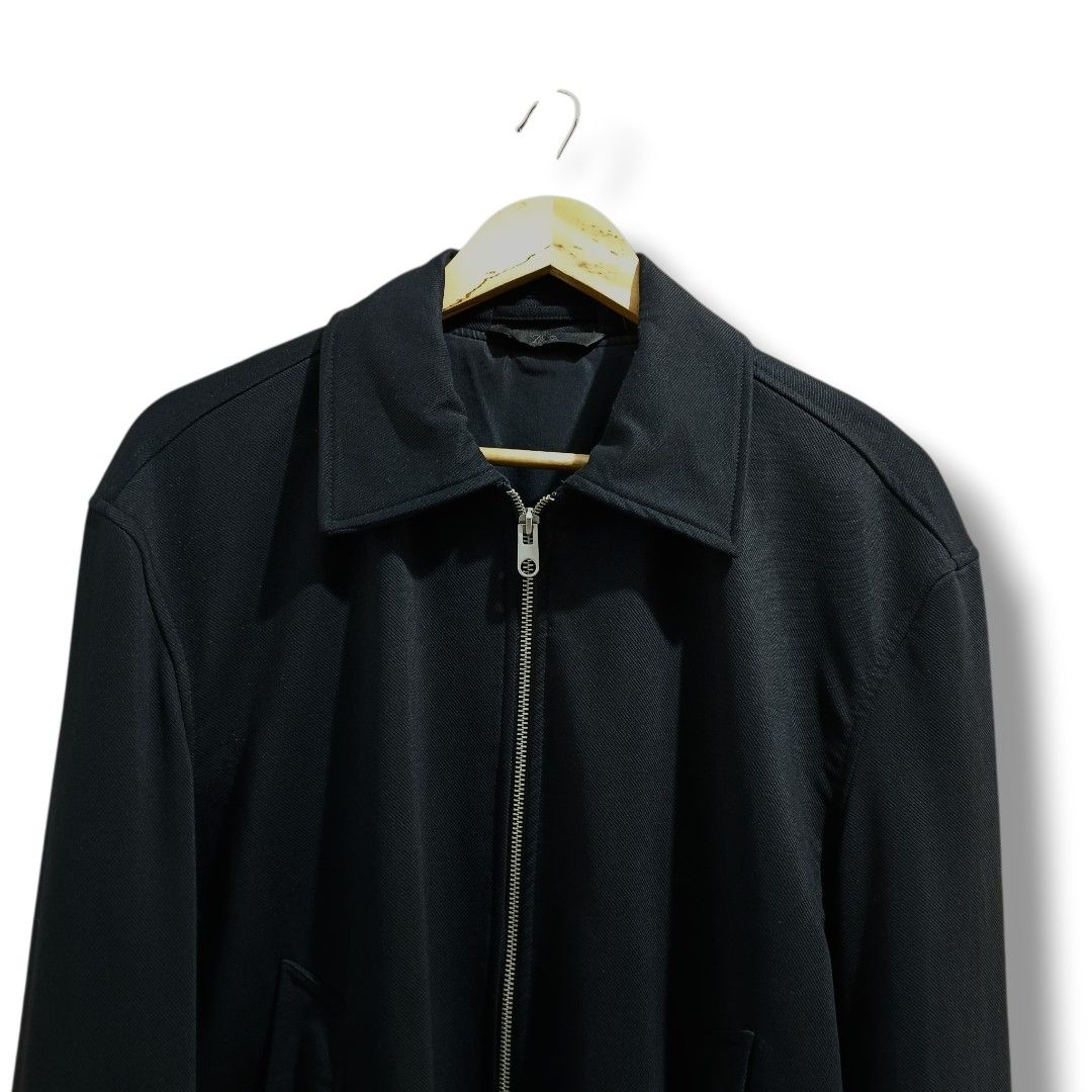 Zara Harrington Boxy Jacket (Black) (Category: Coats, Jackets and Outerwear) located in Manila. Submitted by mf.classics (Listing ID 1420445618, Image 3). Description: Authentic Zara jacket, classic design with full-zip closure and collared neckline. Dark color, textured fabric. Features side pockets and ribbed hem. Size 175/92A. Measurements: 23 Length & 22 Width.