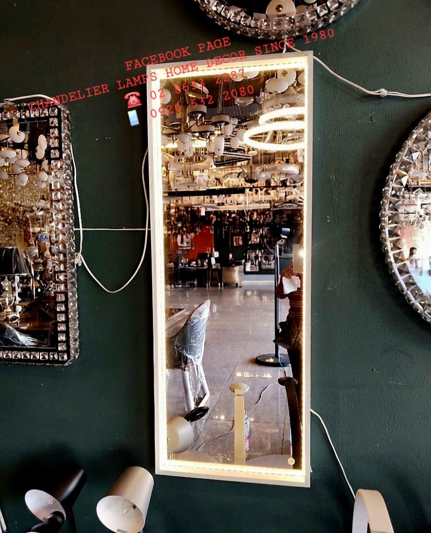 120x46cm LED Lighted Mirror (Category: Mirrors) located in Antipolo. Submitted by homelightingtrading (Listing ID 1420745300, Image 1). Description: - Rectangular mirror with LED lights - White frame - Bright LED strip around the edges - Easy to mount - Perfect for bathrooms or bedrooms.