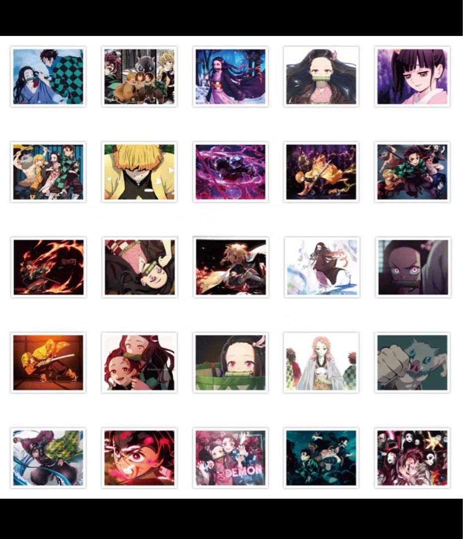 25 Pcs Demon Slayer in Portrait Mode Mini Poster Nezuko Tanjiro ...