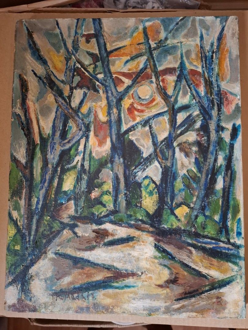 Abstract Painting on Canvas (Category: Art & Prints) located in Cavite. Submitted by molinajegg62356 (Listing ID 1420580738, Image 1). Description: - Original abstract painting - Depicts colorful branches and foliage - Mounted on a wooden frame - Unique art piece for your home Size 13"x 16" MOP: Bank transfer & Gcash MOD: J&T & Lalamove.