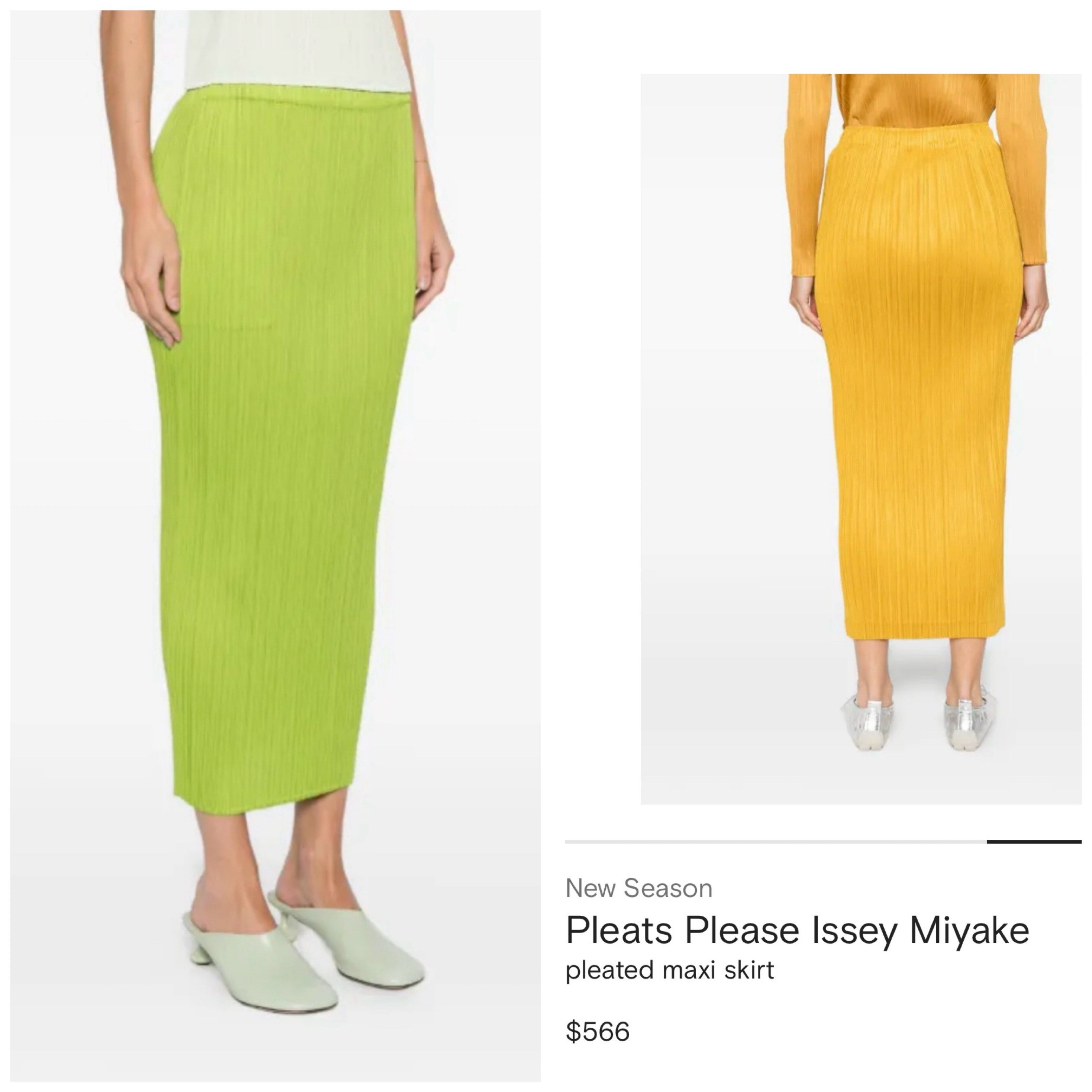 BNWT Issey Miyake Pleats Please Maxi Skirt Authentic (Category: Luxury Apparel) located in Quezon City. Submitted by kayes_closet (Listing ID 1420671217, Image 2). Description: Pleated Skirt from Issey Miyake - brand is renowned for its unique garment pleating technique. Comfy and wrinkle-resistant in lime yellow ( between green and yellow ) . Makes for the perfect travel companion as this skirt takes up little space when packed and is washable. 