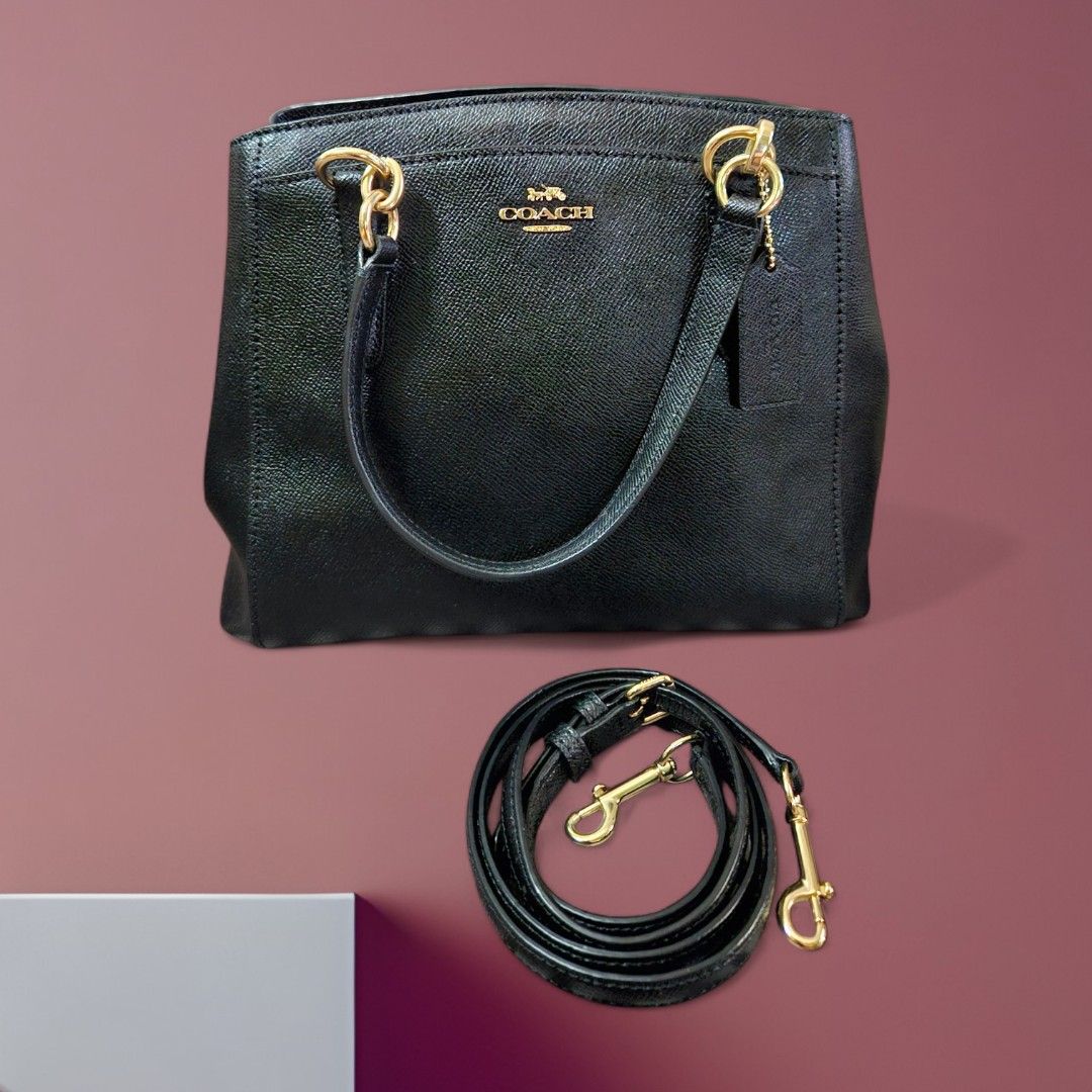 Coach Minetta - Black Satchel (Category: Luxury Bags & Wallets) located in Angono. Submitted by juleespreloved (Listing ID 1420589166, Image 2). Description: - Authentic Coach satchel handbag - Gold-tone hardware - Detachable shoulder strap - Interior zippered pocket - Top handle - Coach logo on front - Made of leather - Comes with OG hangtag.