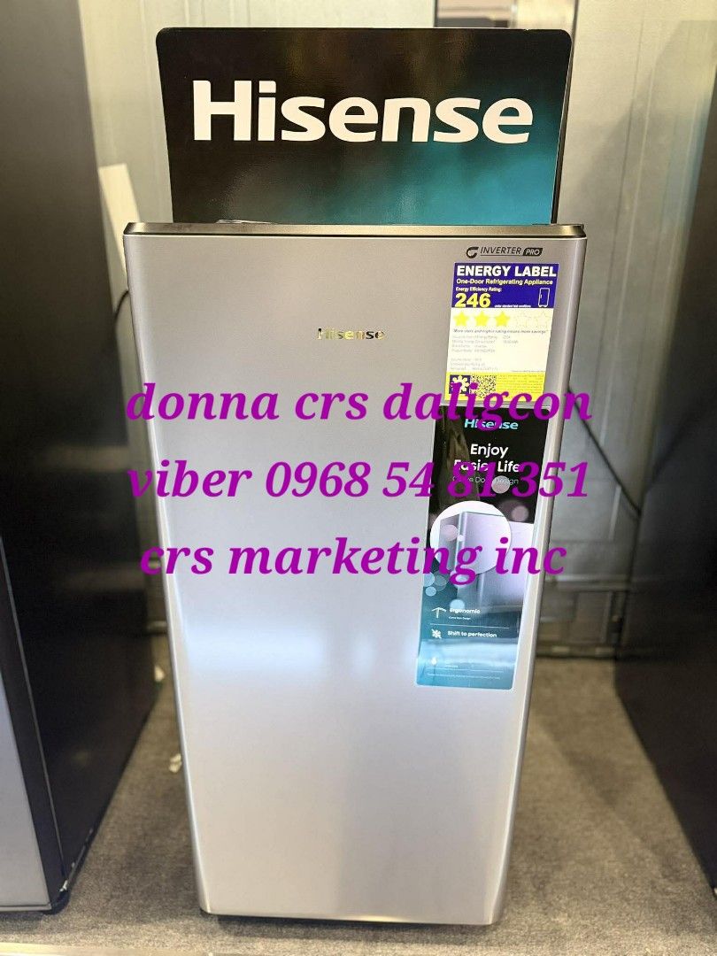 Hisense Inverter Refrigerator (Category: Refrigerators and Freezers) located in Manila. Submitted by donnasagao03665 (Listing ID 1420679462, Image 2). Description: 🟫 HISENSE SINGLE DOOR REFRIGERATOR RR198D2PSN 🟫 RR198D2PSN 5.3 - 12,900 PRICE MAY CHANGE WITHOUT PRIOR NOTICE BRANDNEW AND SEALED 1 YR WARRANTY ON PARTS AND SERVICE 10 YRS WARRANTY ON COMPRESSOR HISENSE HOME SERVICE CRS MARKETING INC CAIMITO PLACE CALOOCAN CASH ON DELIVERY, GCASH, BA
