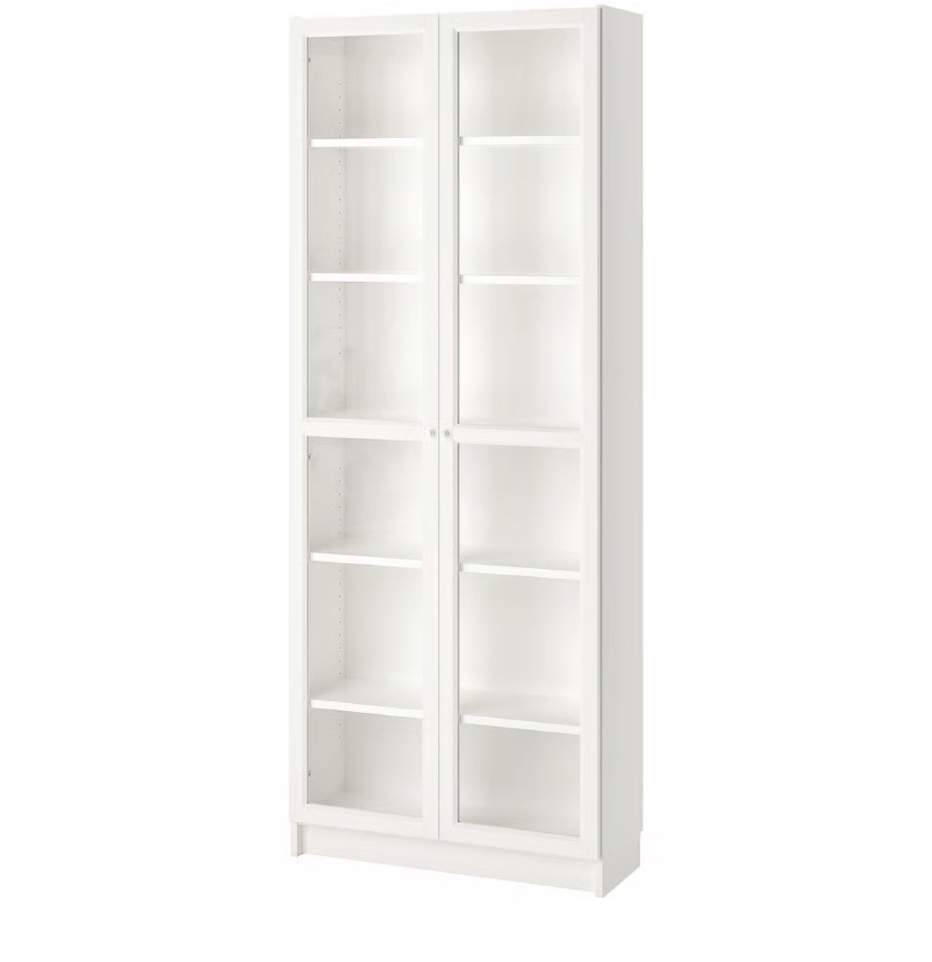 IKEA BILLY Bookcase with Glass Doors - White, Furniture & Home Living ...