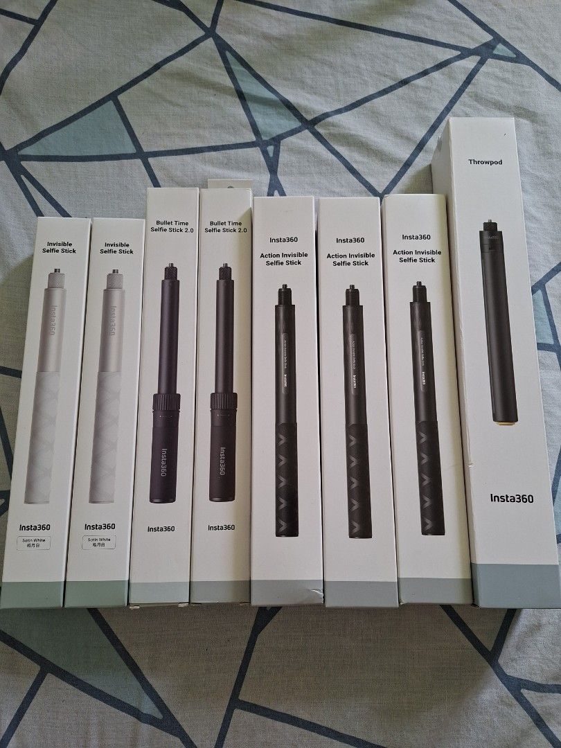 Insta360 Invisible Selfie Stick, Tripod, and Accessories (Category: Tripods & Monopods) located in San Mateo. Submitted by macoi1988 (Listing ID 1420612593, Image 1). Description: For sale. All brandnew. Insta360 new bullet time 2.0. 2 in 1. 120cm invisible selfie stick. 2,300 Insta360 action invisible seflie stick carbon fiber. 2,000 Insta360 throwpod tripod and selfie stick 2 in 1. 2,300 Insta360 114cm invisible selfie stick satin white. 1,000 