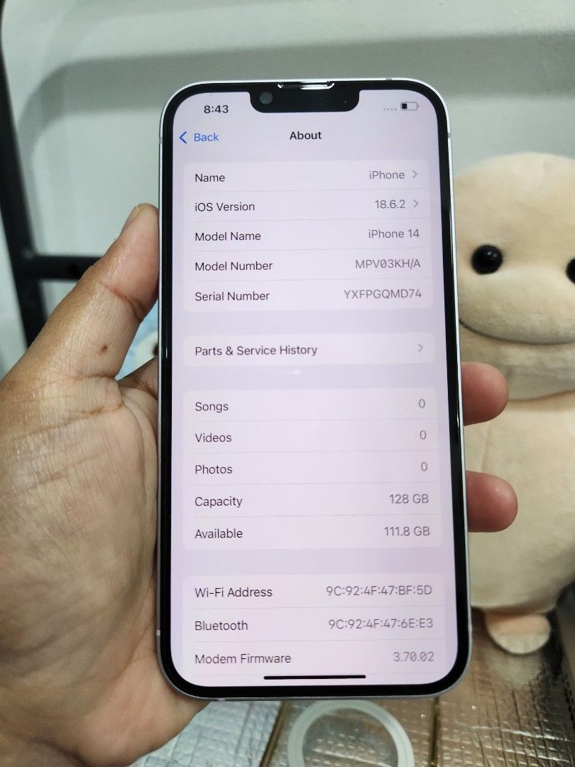 IPHONE 14 128GB 79% no issue (Category: iPhone 14 Series) located in Mandaluyong City. Submitted by cellspaceph (Listing ID 1420618884, Image 3). Description: IPHONE 14 128GB factory unlocked 79% battery health All working Any sim No issue Php17,999 ‼️ with case no swap 📍near mrt shaw .