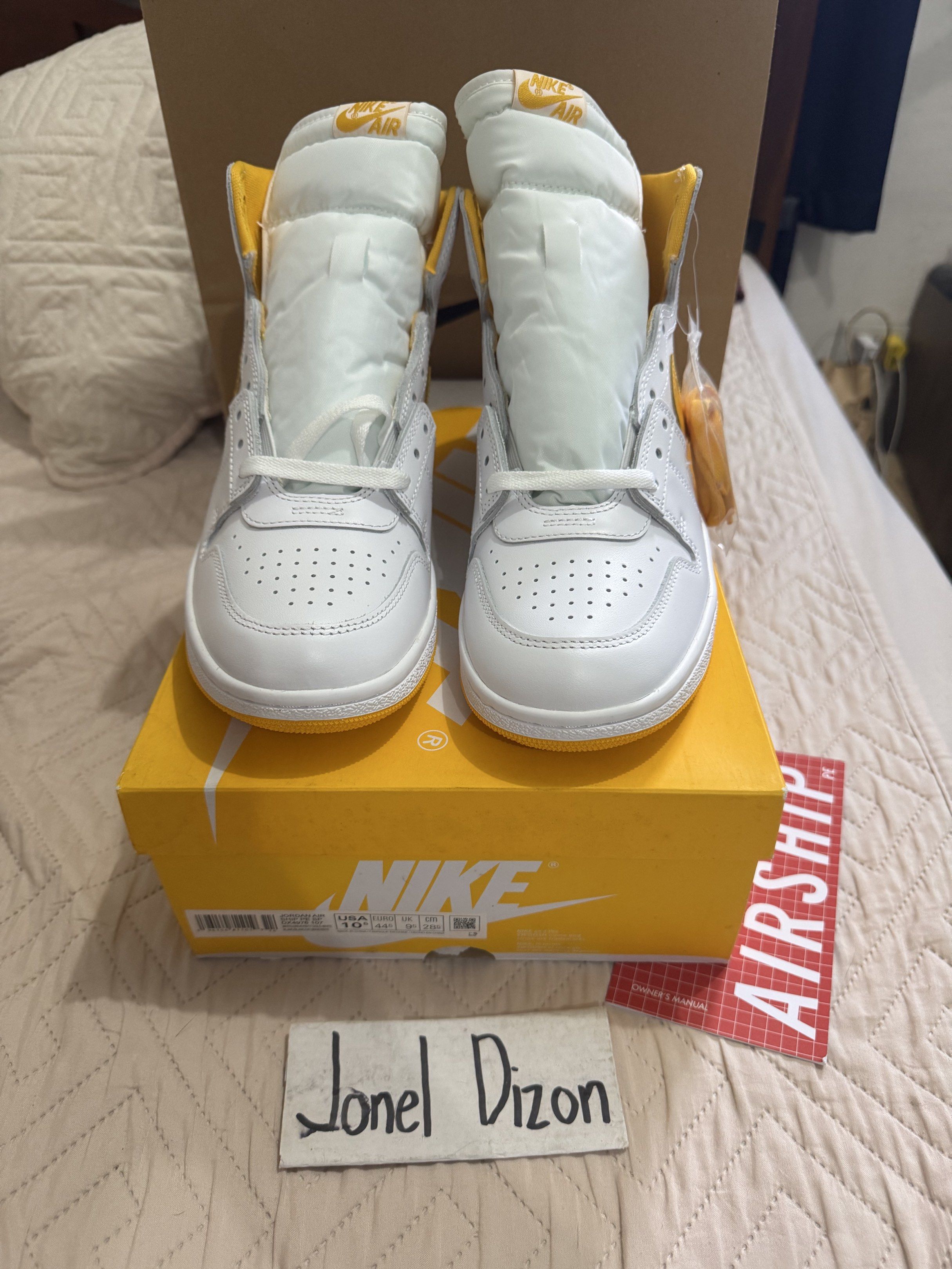 Jordan Airship PE yellow size 10.5us (Category: Sneakers) located in Las Pinas. Submitted by joneldizon (Listing ID 1420647717, Image 1). Description: For sale only! Jordan Airship PE size 10.5us Brandnew Complete with receipt and paperbag Price: 3k negotiable below srp 7895 Rfs: declutter Location: Robinson Las Pinas.