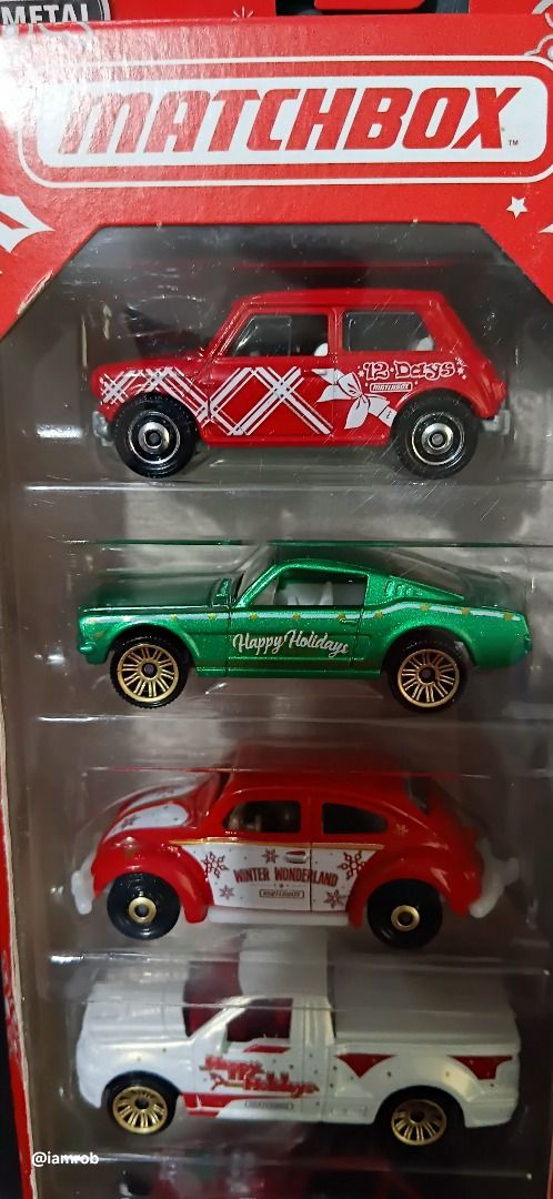 Matchbox pack of 5 (Category: Vehicle & Diecast Models) located in Baguio. Submitted by minimotors164 (Listing ID 1420644769, Image 2). Description: Matchbox Pack of 5 62 Volkswagen Beetle 64 Austin Mini Cooper 65 Ford Mustang gt Ford F150 Lightning Mbx 4x4.