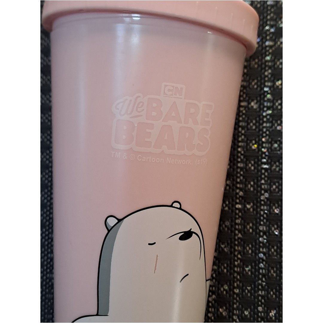 Miniso We Bare Bears Ice Bear Water Bottle Cup with Straw (Category: Water Bottles & Tumblers) located in San Fernando. Submitted by prelovednamin (Listing ID 1420697576, Image 2). Description: Condition: Barely used, need wash, natambak nalang kaya a bit dusty Measurements: msg me RFS: too many tumblers and jugs na 📍 Pampanga.