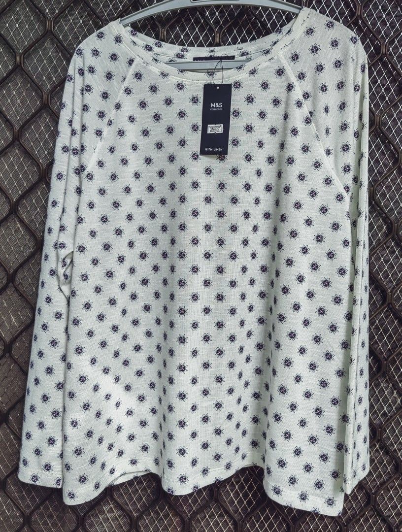 M&S Long Sleeve Top Size 18 (Unused) (Category: Blouses) located in Muntinlupa City. Submitted by jaz_things (Listing ID 1420609691, Image 1). Description: - M&S Collection long-sleeved top - size 18 - Made with linen - Unused, with tag.