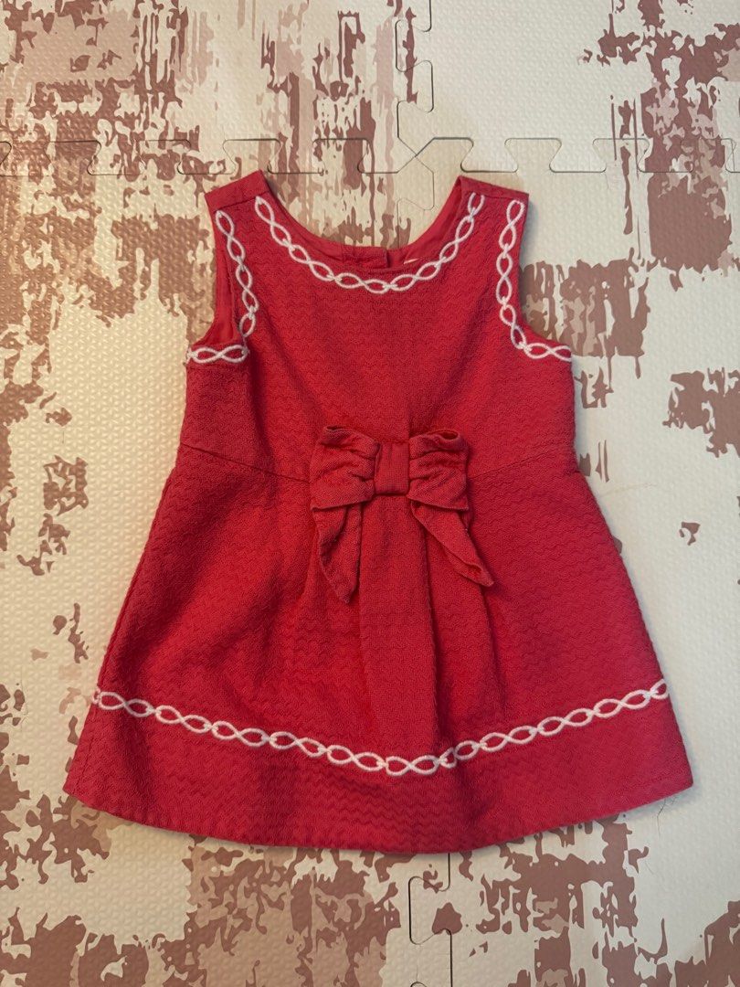 Pink Sleeveless Dress with Bow (Category: Babies & Kids Fashion) located in Calamba. Submitted by xhrnn (Listing ID 1420650776, Image 1). Description: - Adorable pink sleeveless dress - Features textured fabric - White embroidered trim on neckline and hem - Decorative bow at the waist - Buttons at the back - Perfect for little girls.