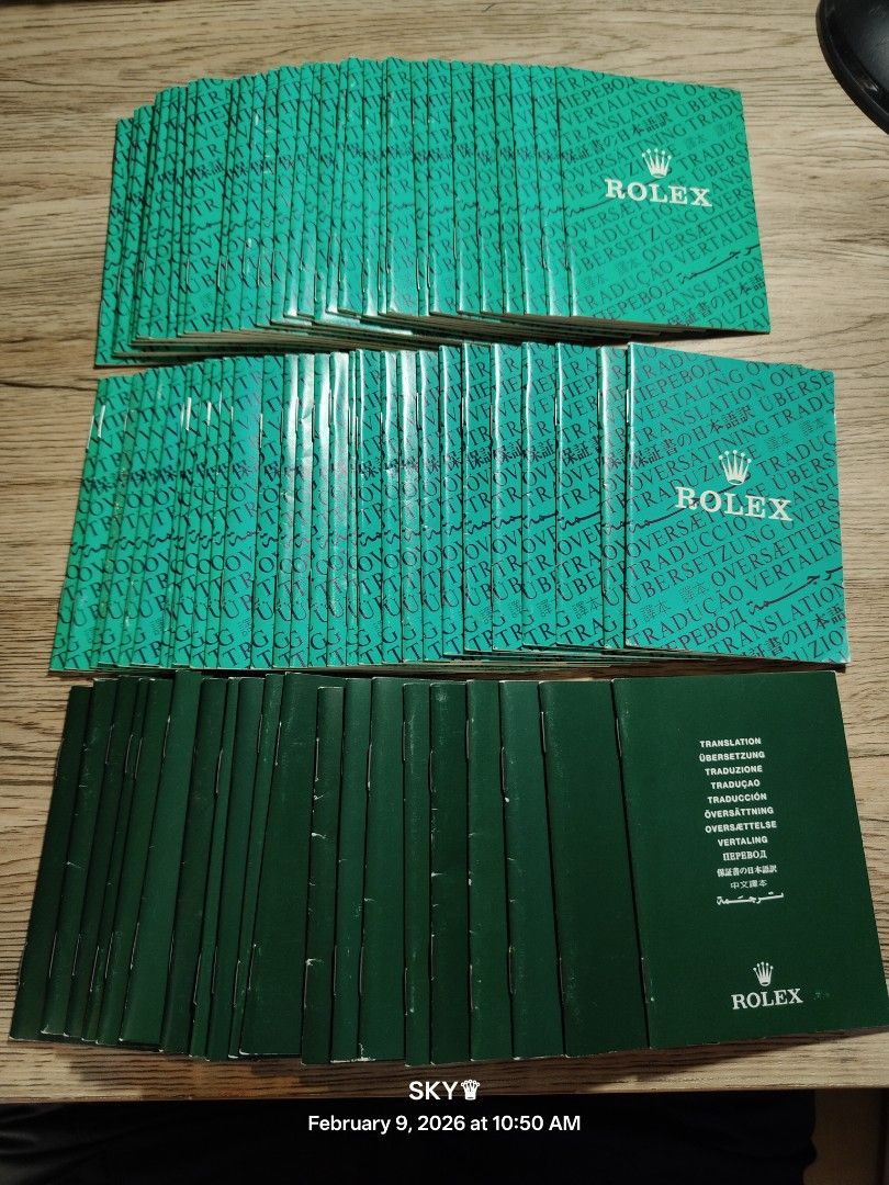 Rolex Translation Booklets Manual (Category: Luxury Watches) located in Quezon City. Submitted by sky_sale (Listing ID 1420582008, Image 1). Description: - Genuine Rolex translation booklet 3000 each - Green color - Features the Rolex logo - Perfect for collectors - Ideal for language assistance - Multiple booklets available.