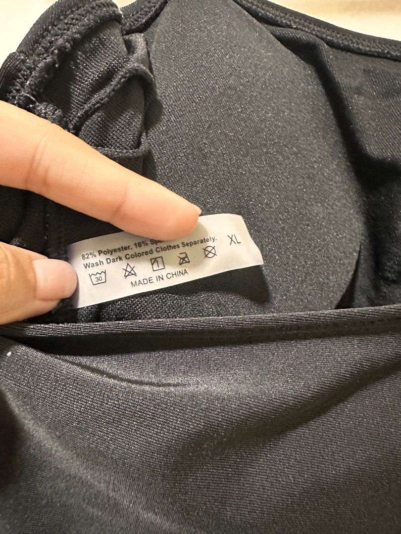 Shein Black Swimsuit (Category: Bikinis & Swimsuits) located in Makati City. Submitted by dflim (Listing ID 1420724893, Image 3). Description: Size XL (can fit L-XL) Never worn; in very good condition.