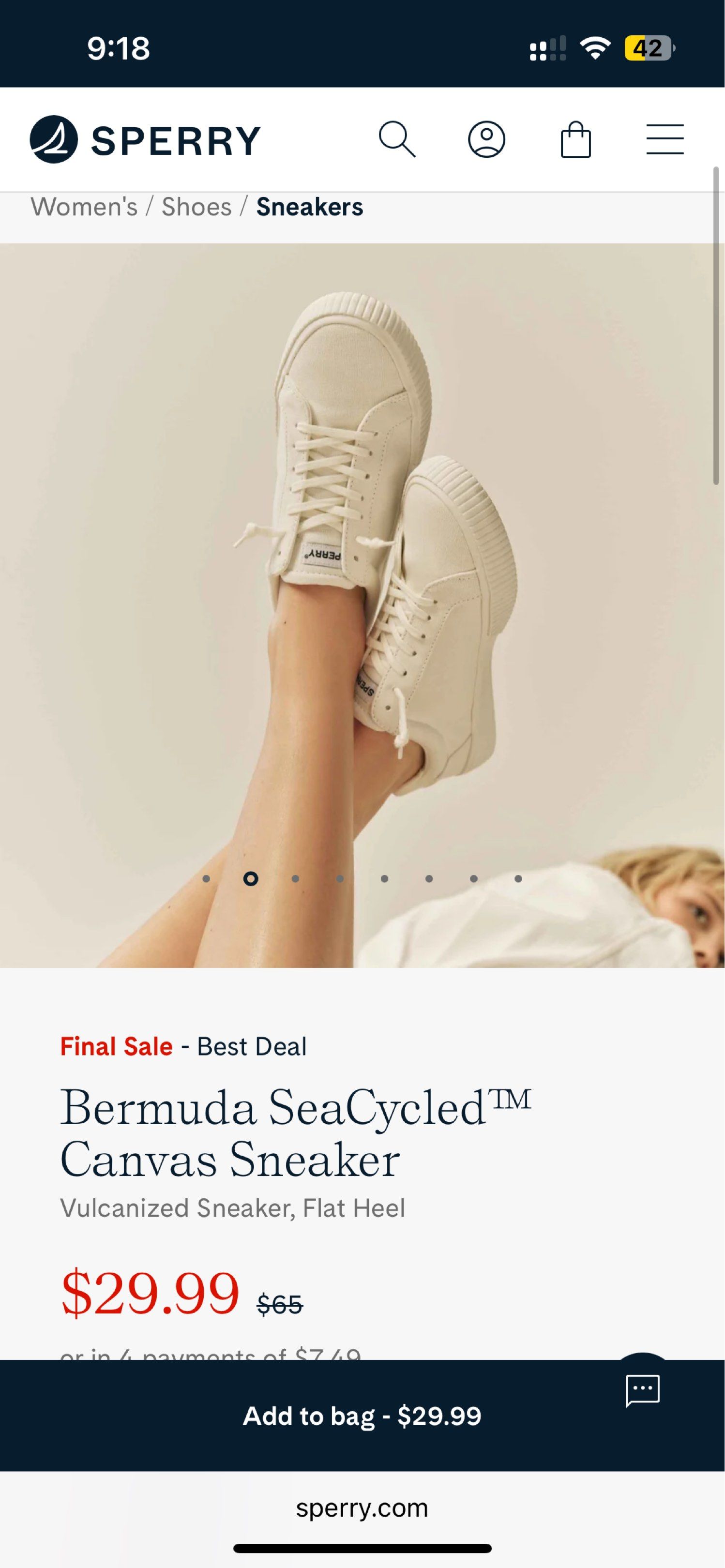 Sperry Bermuda SeaCycled Canvas Sneakers (Category: Sneakers) located in Talavera. Submitted by dnms_ (Listing ID 1420569335, Image 3). Description: - Sperry women's sneakers - Model: STS89226 - Made in Vietnam - Size: US 7.5, UK 6, EUR 38, CM 24.5 - Color: White - Classic design - Suitable for everyday wear - Brand and model details visible on the label.