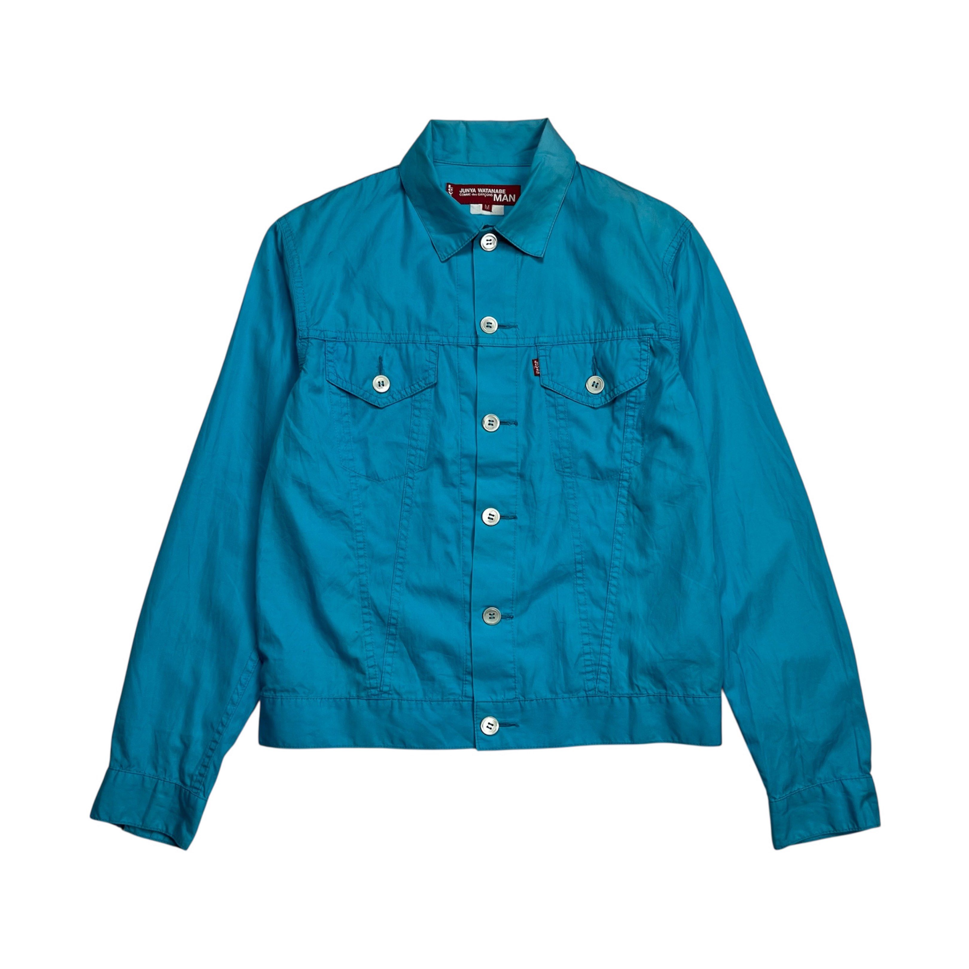 SS 2001 CDG Junya Wanatanbe Man Levis Type III Shirt Jacket (Category: Coats, Jackets and Outerwear) located in Quezon City. Submitted by jusjawnz (Listing ID 1420641626, Image 1). Description: This Type III shirt jacket reworks the classic Levis silhouette in lightweight cotton, reflecting Junya Watanabe’s early-2000s approach to refined workwear. Part of the long-running Junya Watanabe MAN × Levi’s collaboration. tagged m width - 20 length - 23
