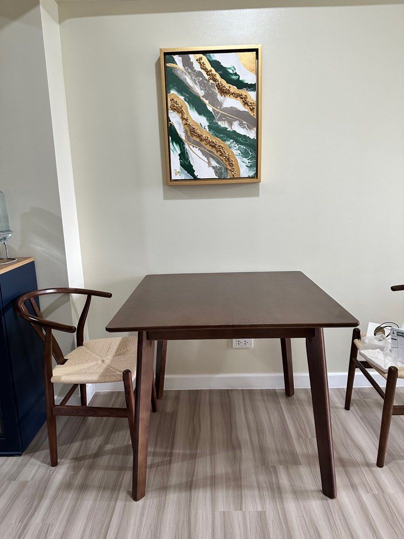 Table 90x90x75 walnut color (Category: Tables & Sets) located in Malabon City. Submitted by stephaniepo2003 (Listing ID 1413984169, Image 2). Description: Only the table and chairs in the picture is for sale.