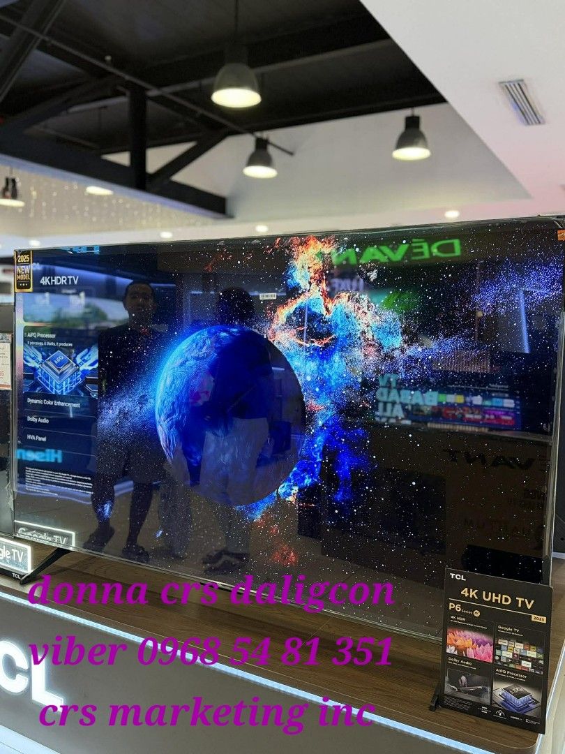 TCL 4K UHD TV P6-9 (Category: TV) located in Manila. Submitted by donnasagao03665 (Listing ID 1420678063, Image 1). Description: 🟫 TCL GOOGLE TV 2025 MODEL 43S5K 40S5K 32S5K QLED FHD 75P6K 4K UHD 43V6B 50V6B 55P635 65V6B 🟫 FHD ANDROID TV QLED 32S5K - 10,500 40S5K - 13,000 43S5K - 14,700 4K UHD 75P6K - 38,800 4K UHD V6B 43V6B - 16,500 50V6B - 18,700 65V6B - 30,300 55P635 - 18,800 PRICE MAY CHANGE WITHOUT PRIOR NOTICE BRANDNEW AND SEALED TCL HOME