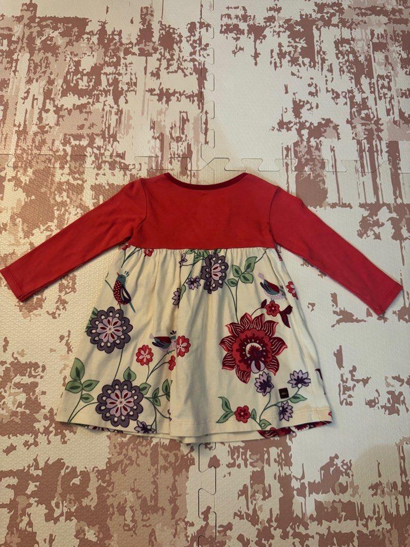 Tea Collection Floral Dress (Category: Babies & Kids Fashion) located in Calamba. Submitted by xhrnn (Listing ID 1420650779, Image 2). Description: - Never worn, just washed - Tea Collection dress - Red long-sleeved top - Cream skirt with floral and bird print - Round neckline - Button detail - Comfortable fit - Soft fabric - Great for everyday wear or special occasions.