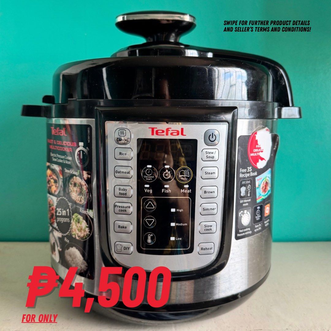 Tefal Home Chef Smart Multicooker (Category: Cookers) located in Naga. Submitted by vrnkzf (Listing ID 1389636480, Image 1). Description: Swipe listing’s photos for more details about the product and seller’s terms and conditions. STRICTLY NO RETURNS OR REFUNDS Please purchase at your own risk. This is a pre-owned item, so please manage your expectations accordingly. Extensive testing and evaluation for defects has been conducted over several day
