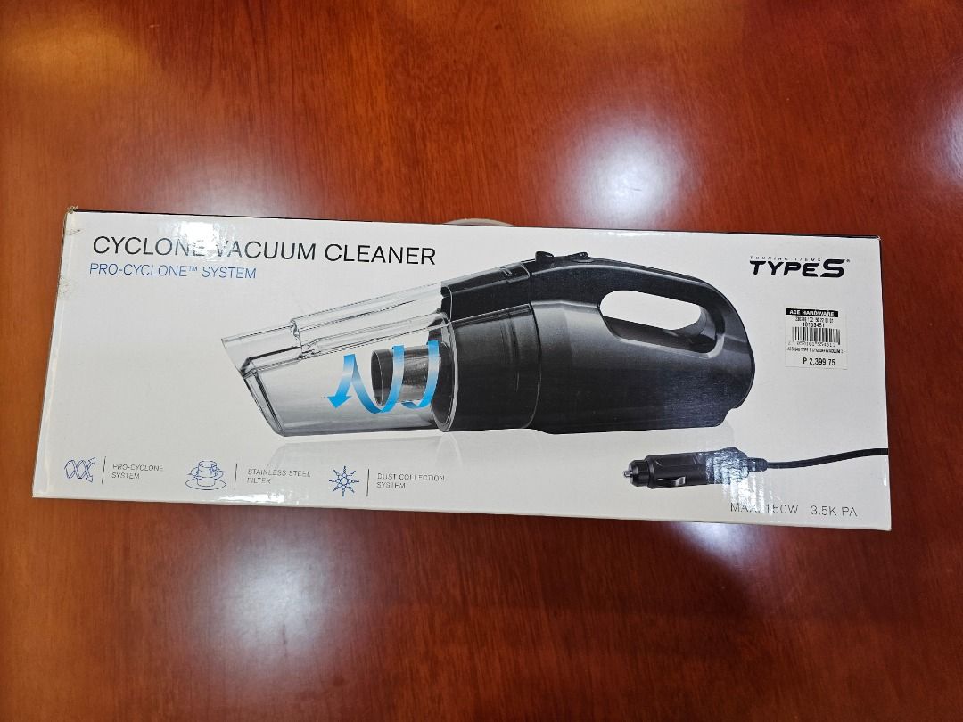 Type S Cyclone Vacuum Cleaner (Category: Other Automotive Parts and Accessories) located in Mandaluyong City. Submitted by ro_yo (Listing ID 1420569346, Image 1). Description: Type S Cyclone Vacuum Cleaner Can be used to clean car seats, car mattings, the interior of the car, or even your sofa. Pro-Cyclone System Stainless Steel Filter Dust Collection System Max. 150w Asking Price: 1,800.00 Item is brand new and never been used. RFS: Already have
