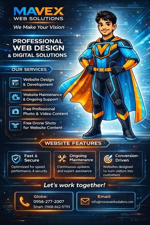 WEBSITE DEVELOPER (Category: Office & Business Technology) located in Caloocan City. Submitted by happywater_cd436d (Listing ID 1420730126, Image 2). Description: YOUR BUSINESS DESERVES A WEBSITE AS HARD AS YOU DO 👌👌 At MAVEX WEB SOLUTIONS, we don’t just build websites — we create powerful digital experiences designed to attract, engage, and convert. 💻✨ From modern web design to ongoing support and premium visual content, we’re your long-term 