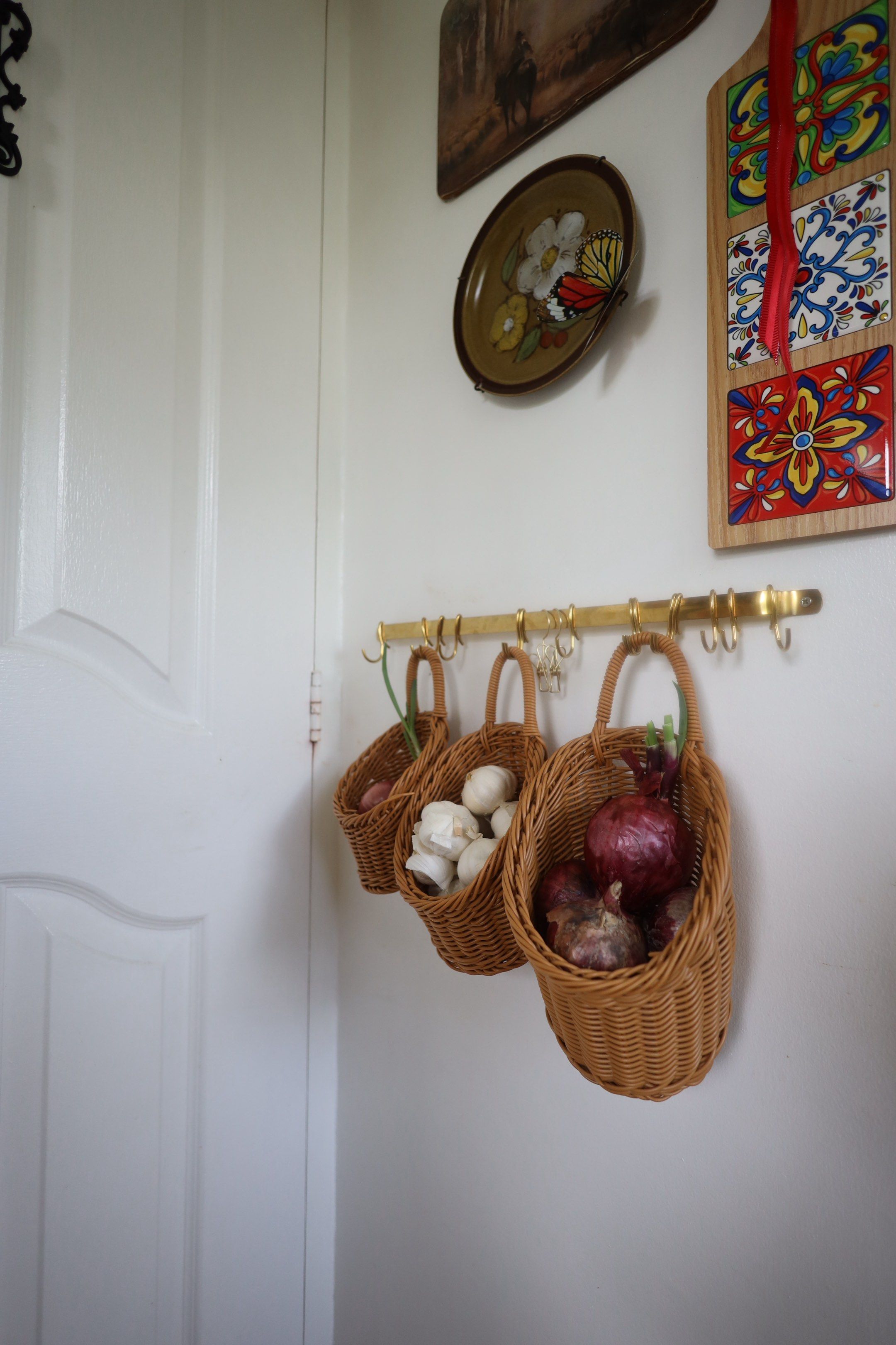 Wicker Wall-Mounted Basket Set & Rod (sold as separate (Category: Storage Boxes & Baskets) located in Antipolo. Submitted by clauds.thetic (Listing ID 1420651446, Image 2). Description: Sold separately Clauhaus organizers Rod with hooks— PHP 680 Polyrattan baskets 🧺- PHP 880.
