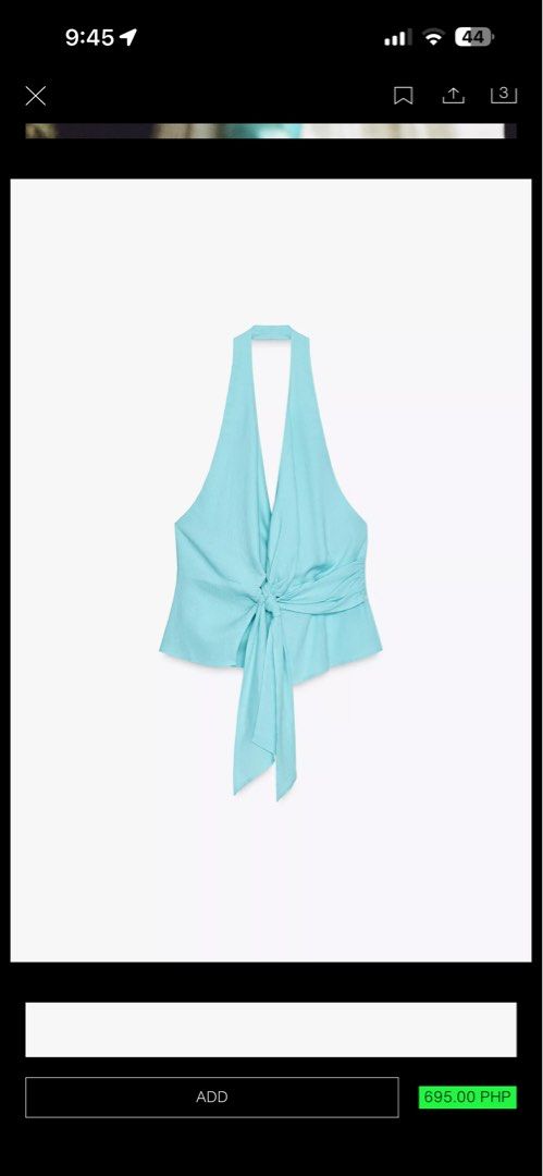 zara linen halter knot top (Category: Sleeveless) located in Quezon City. Submitted by declutterqa (Listing ID 1420699204, Image 1). Description: ⭐️ really cute, too big on me Please read before asking questions! 🪭 Items are slightly negotiable as I am heavily decluttering, no swaps/trades. 🧾 Payment via GCASH/BPI QR 🛵 Delivery within metro manila thru grab/lalamove booking by buyer. Delivery outside of Metro Manila via LBC ONLY/Flash Express.