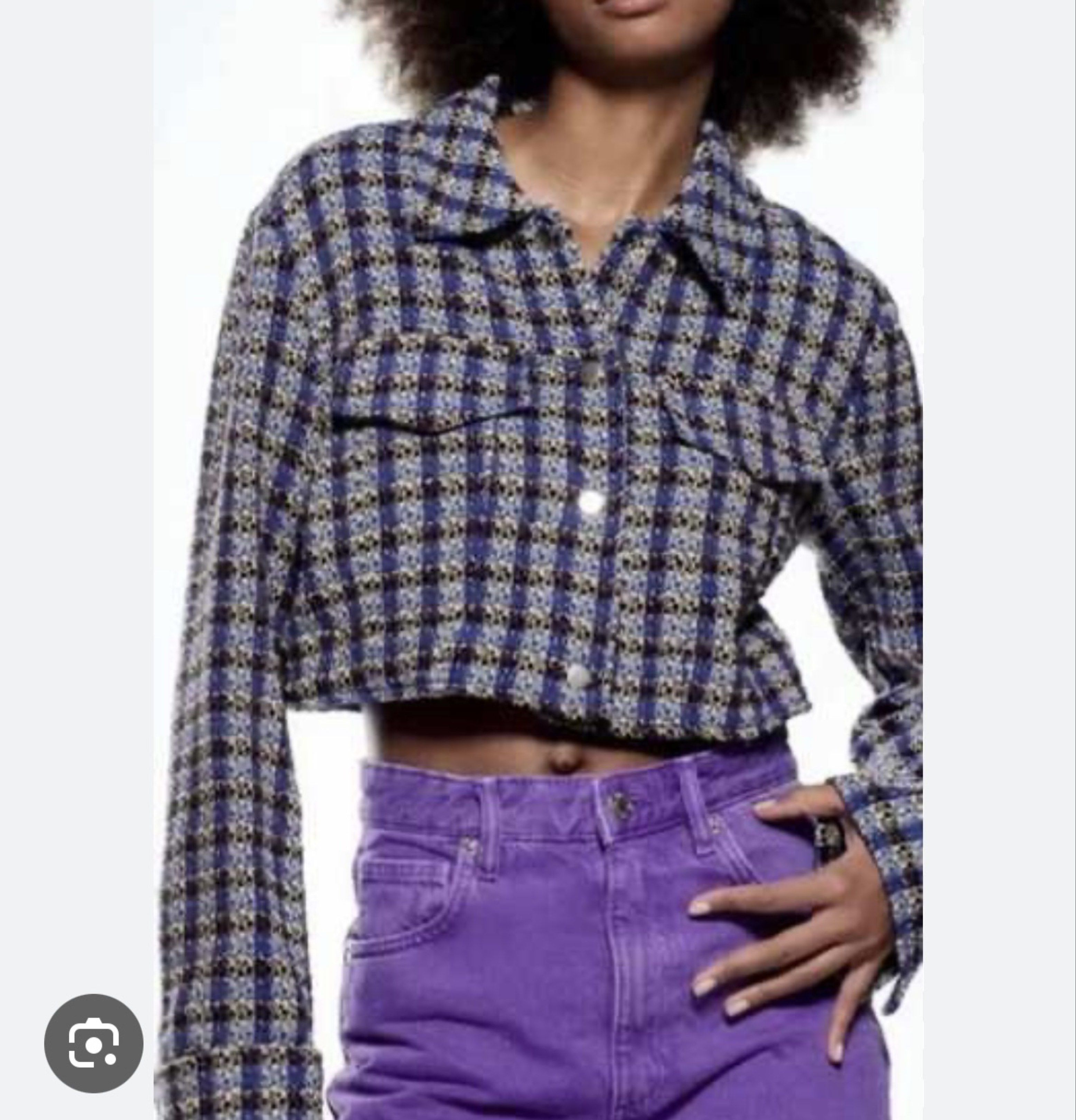 Zara purple cropped tweed blazer (Category: Coats, Jackets and Outerwear) located in Quezon City. Submitted by tv30. (Listing ID 1420590108, Image 1). Description: Fits size M best Used once.