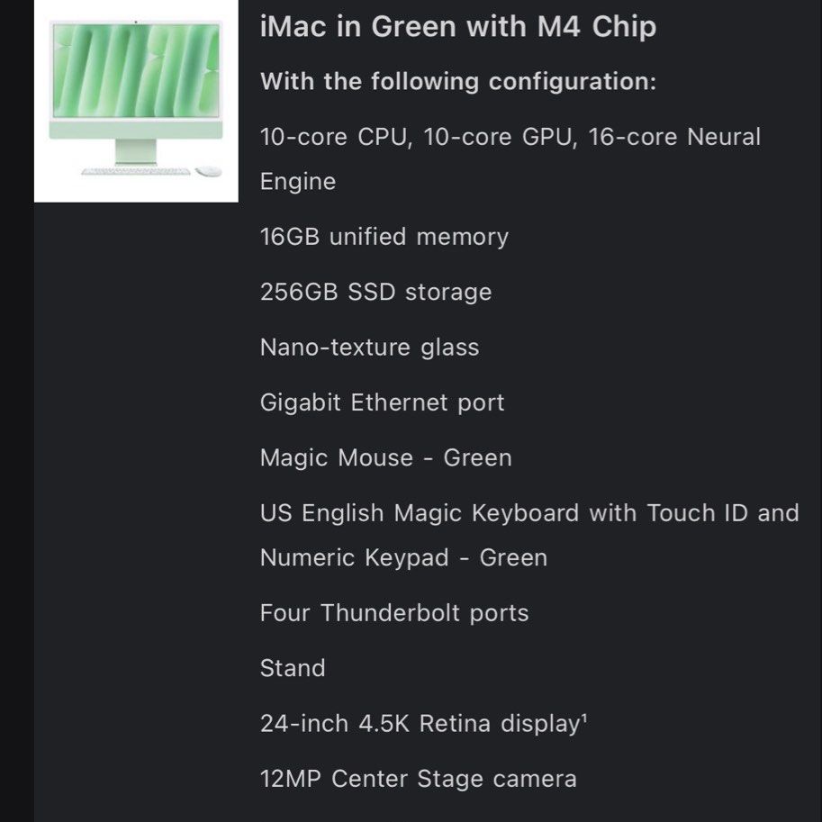 Apple iMac 24-inch Green with M4 Chip