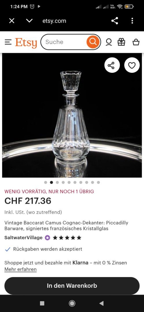 Baccarat Camus Crystal Decanter (Category: Fragrance & Deodorants) located in Bulacan. Submitted by THA_D_THRIFT (Listing ID 1424122068, Image 2). Description: BACARRAT CRYSTAL FRANCE -Baccarat is widely considered the "King of Luxury Crystal" holding a 260-year legacy as the premier French manufacturer favored by royalty and elites. Baccarat crystal decanters for Camus Cognac are highly sought-after collectibles, ranging from vintage mid-century