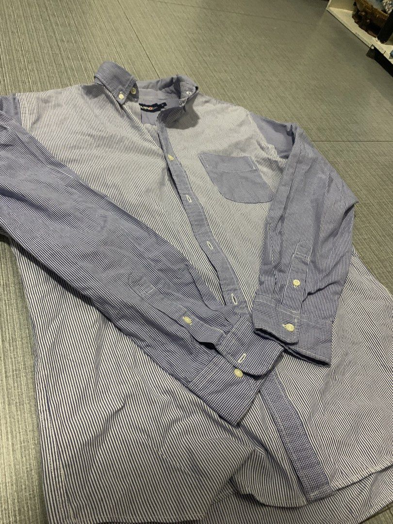 Baleno Striped Polo Sleeve (Category: Tshirts & Polo Shirts ) located in Bulacan. Submitted by solsic (Listing ID 1424103355, Image 2). Description: - Baleno polo sleeve - Blue and white stripes - Button-down style - Checkered collar and pocket Medium W 21 L 28 Leg opening: 16 Slim Straight Fit Lightly used, perfect for occasions and formal attire Issue:Need washing Rfs: declutter/needing funds 330 plus SF Doing meetups around SJDM Bulacan up to 