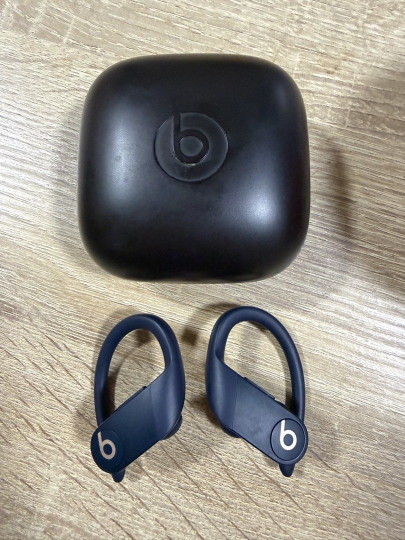 Beats Powerbeats Pro - Navy (Category: Headphones & Headsets) located in Pasig City. Submitted by april_ann004 (Listing ID 1424108789, Image 2). Description: - Navy blue Beats Powerbeats Pro wireless earphones - Includes charging case - Features ear hooks for a secure fit - Beats logo on the charging case RFS: upgraded to Powerbeats Pro 2.