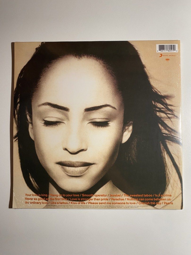 Best of SADE Vinyl Record (Category: Vinyls) located in Manila. Submitted by tokirecords.ph (Listing ID 1423994976, Image 2). Description: Instagram shop- tokirecords.ph Brandnew Sealed 2x Vinyl Record On Hand Item, ready to ship Tracklist: A1 Your Love Is King A2 Hang On To Your Love A3 Smooth Operator A4 Jezebel B5 The Sweetest Taboo B6 Is It A Crime B7 Never As Good As The First Time B8 Love Is Stronger Than Pride C9 Paradise C10 Nothing Can C