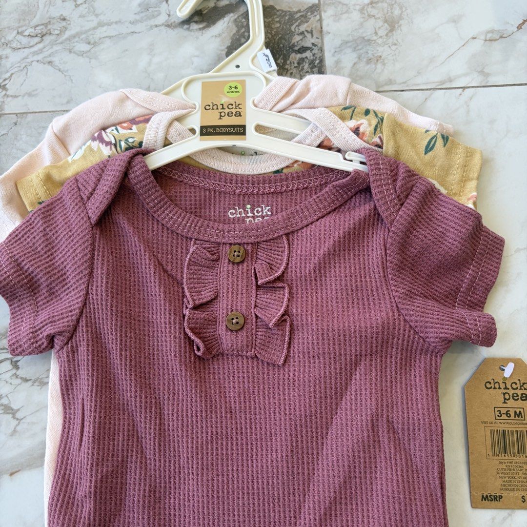 Chick Pea 3-Pack Bodysuits 3-6 Months (Category: Babies & Kids Fashion) located in Bulacan. Submitted by speczone (Listing ID 1424142717, Image 2). Description: Brnad new.
