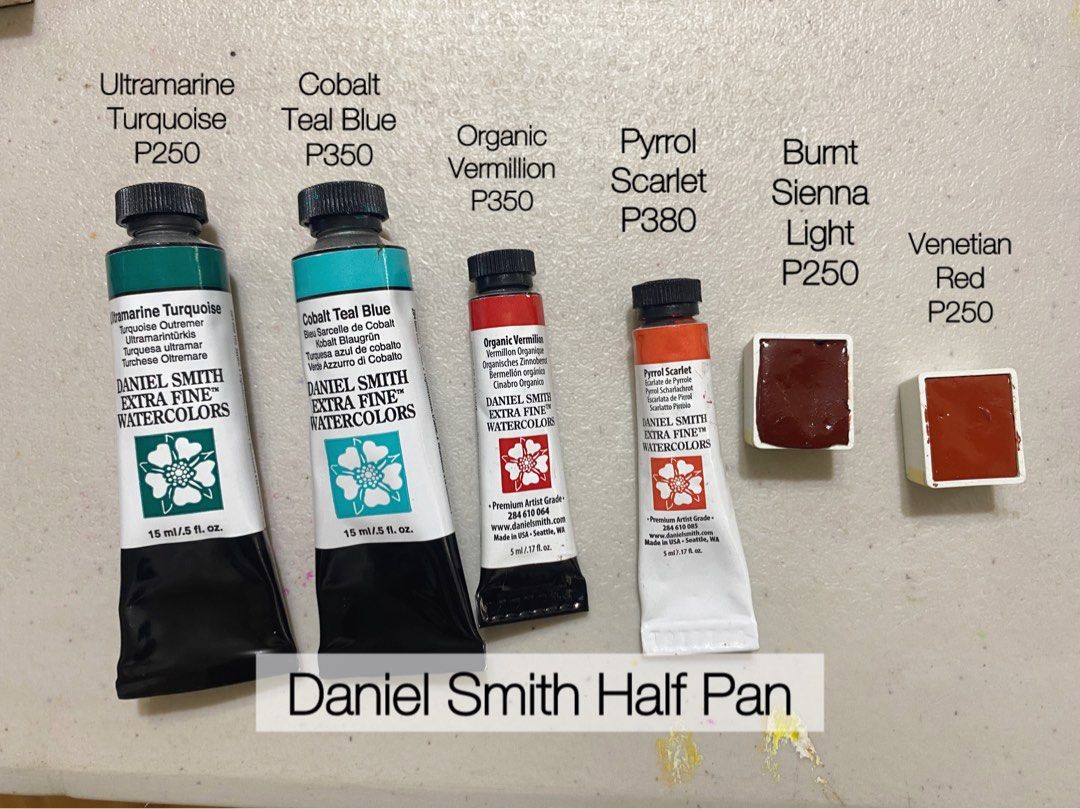 Daniel Smith Extra Fine Watercolor Paints Half Pan (Category: Art & Prints) located in Davao. Submitted by iam_artisan (Listing ID 1424052414, Image 1). Description: Please note: Selling for Half Pan. *The tubes are for photo only. Prices vary based on the photo. Swatches are in the photo too..