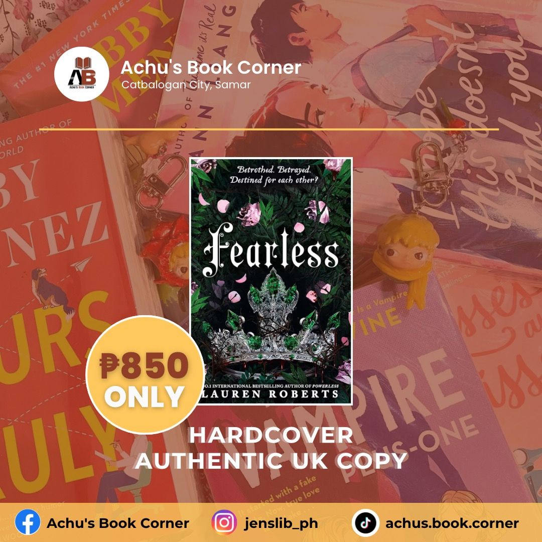 Fearless by Lauren Roberts - Hardcover (Category: Storybooks) located in Catbalogan. Submitted by achusbookcorner.ph (Listing ID 1424119561, Image 1). Description: - Authentic UK edition of "Fearless" by Lauren Roberts. - Hardcover - Price: ₱850.00 💌 Message us for the complete book condition details. 📌 Available unless stated SOLD. 🚚 MOD: J&T only 💳 MOP: GCash, GoTyme, Maribank, BPI 📦 Shipping fee will be shouldered by the buyer. Thank you 