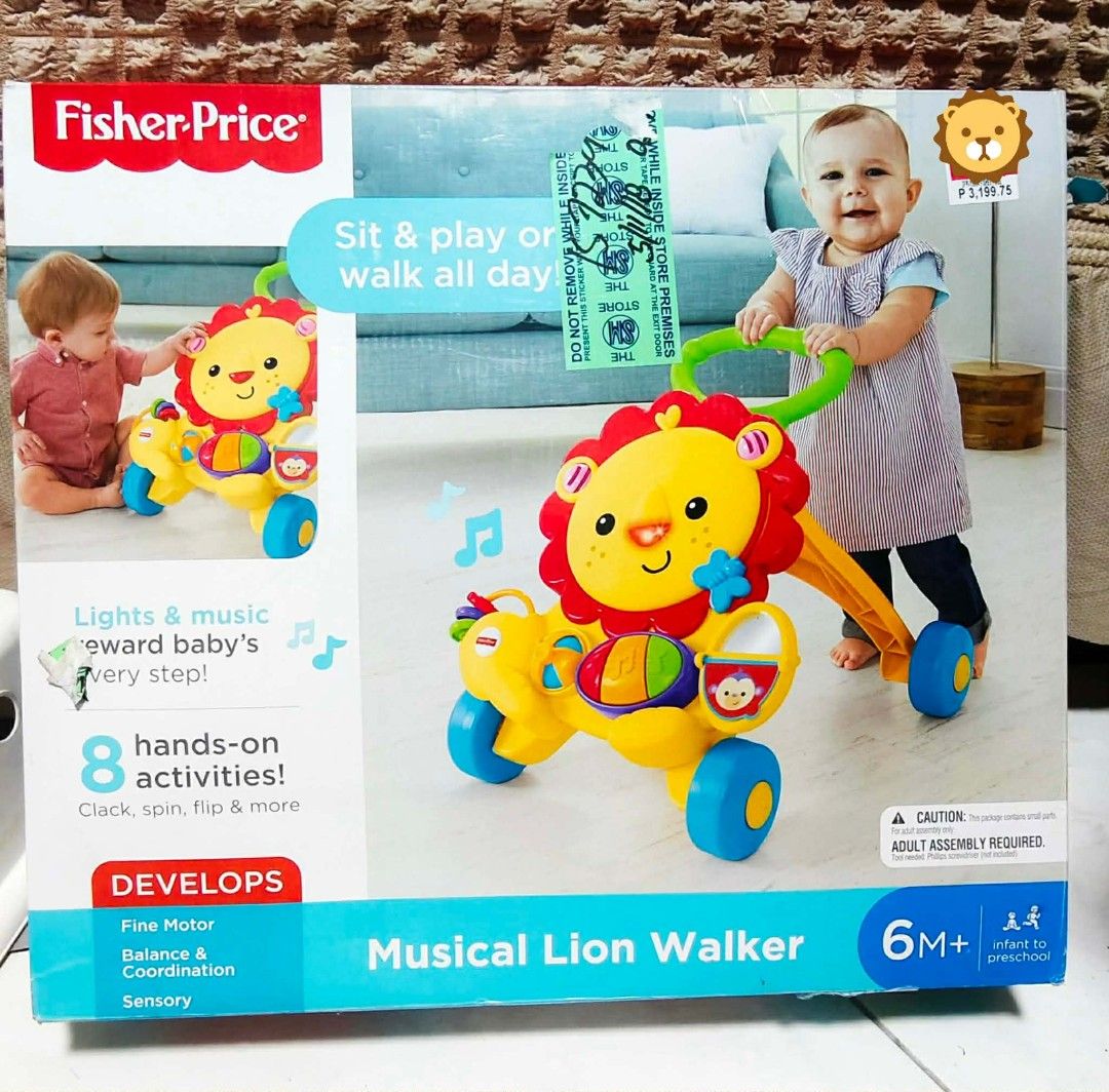 Fisher-Price Musical Lion Walker (Category: Infant Playtime) located in Paranaque City. Submitted by fpc0423 (Listing ID 1424071602, Image 2). Description: - Fisher-Price Musical Lion Walker for babies 6 months and up. - Lights and music reward every step. - 8 hands-on activities: clack, spin, flip, and more! - Helps develop fine motor skills, balance, and coordination. - Versatile: Use for sit-and-play or walking practice..