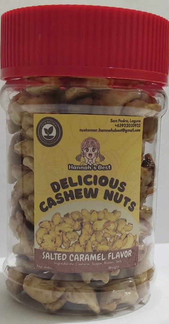 Hannah's Best Delicious Cashew Nuts (Category: Local Eats) located in San Pedro. Submitted by jdsoneja (Listing ID 1424140767, Image 3). Description: - Hannah's Best Delicious Flavored Cashew Nuts - Flavors: Salted Caramel & Honey Lemon - Delicious, healthy and perfect for snacking - Made in San Pedro, Laguna - Contact Hannah's Best for further inquiries..