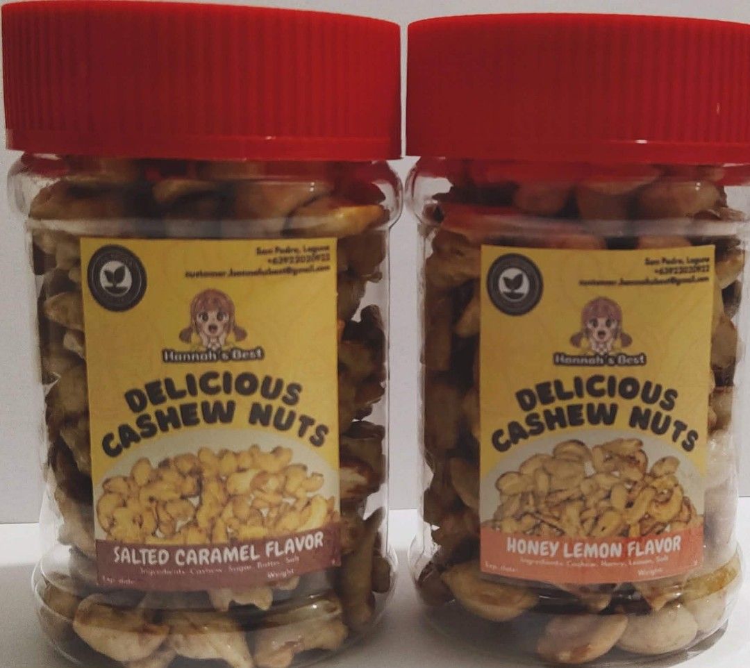 Hannah's Best Delicious Cashew Nuts (Category: Local Eats) located in San Pedro. Submitted by jdsoneja (Listing ID 1424140767, Image 1). Description: - Hannah's Best Delicious Flavored Cashew Nuts - Flavors: Salted Caramel & Honey Lemon - Delicious, healthy and perfect for snacking - Made in San Pedro, Laguna - Contact Hannah's Best for further inquiries..