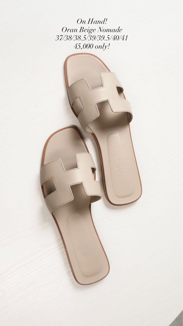 Hermes Oran Gold Sandals (Category: Sneakers & Footwear) located in Manila. Submitted by cm_luxe (Listing ID 1424148494, Image 3). Description: Available ✨ Brand New Hermes Oran Gold 49,800 (size 36.5/37/38) Hermes Oran Etoupe 49,800 (size 38.5) 💯 Authentic! *Available for pre-order in other sizes **Recommendation half size up.