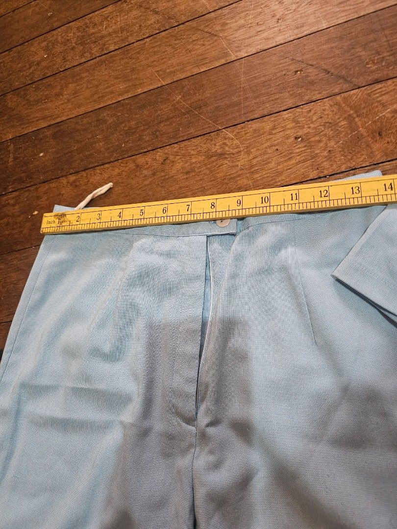 Laviola coordinate slacks blouse Suit Set - Light Blue (Category: Sets or Coordinates) located in Manila. Submitted by onlinesmartshopping12 (Listing ID 1423996205, Image 2). Description: - Laviola light blue suit set - Size: M - Includes: - Collared top with zipper and short sleeves, chest pocket - Matching pants with zipper and button closure.